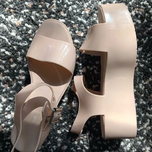 S7 blush pink platform jelly sandals